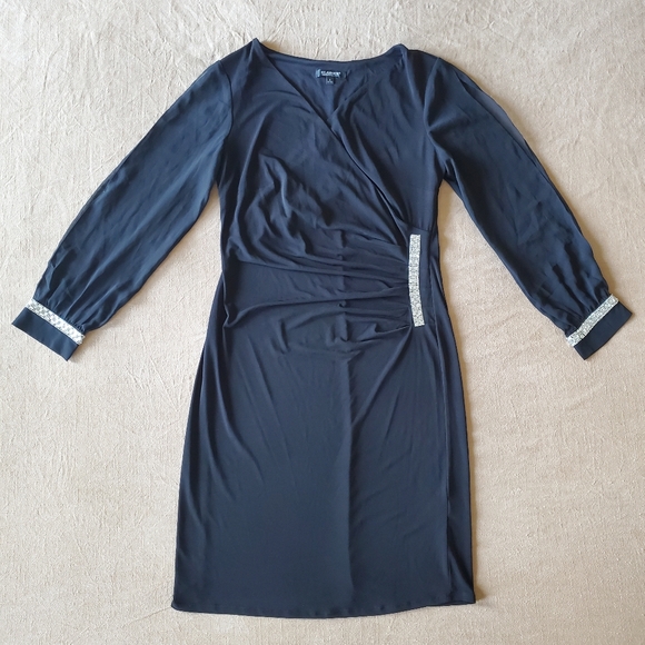 Women's Glamour Black Ruched Sheath Dress  Small - Picture 1 of 6
